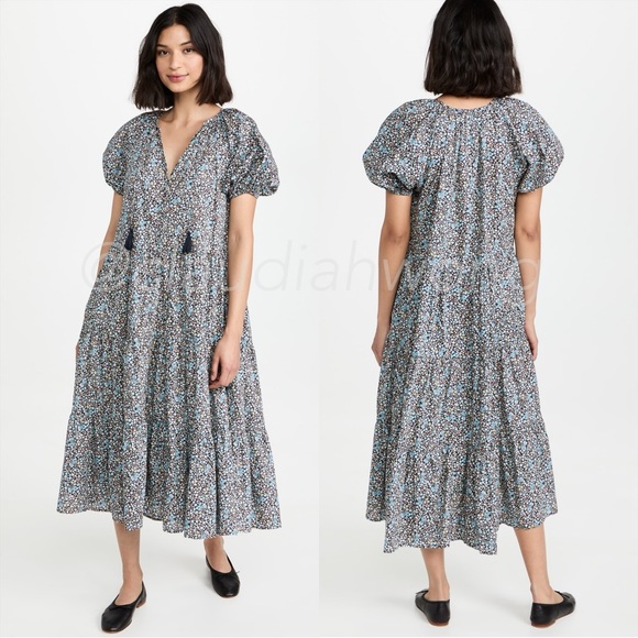 New SPELL Floral Gown Maxi Dress in Navy Blue - Picture 2 of 13